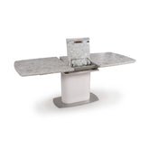 White Melamine Smart top Extending Dining Table with butterfly extension